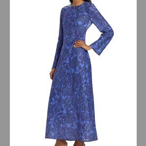 NWT Zimmermann Ottie Paisley Print Long Sleeve Backless Maxi Dress 4 US12